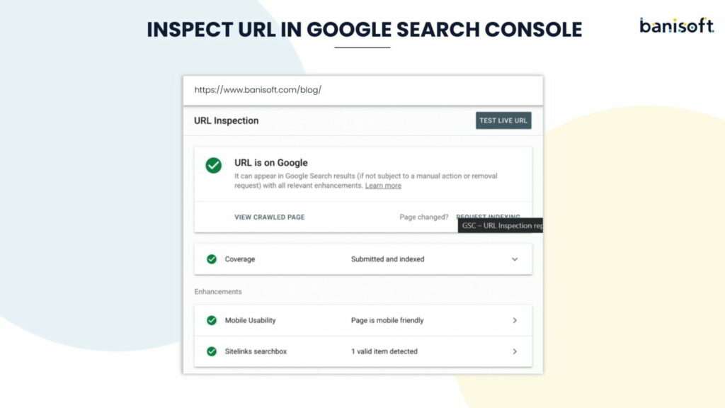 GSC inspect url screenshot