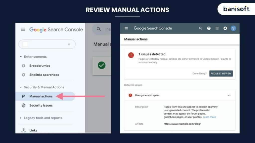 review manual actions GSC screenshots