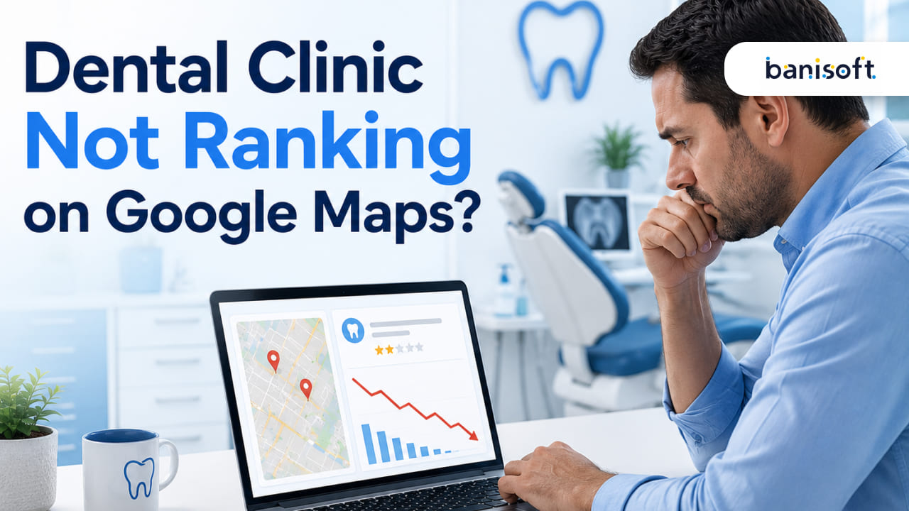 Dental clinic owner reviewing Google Maps ranking and local SEO performance.