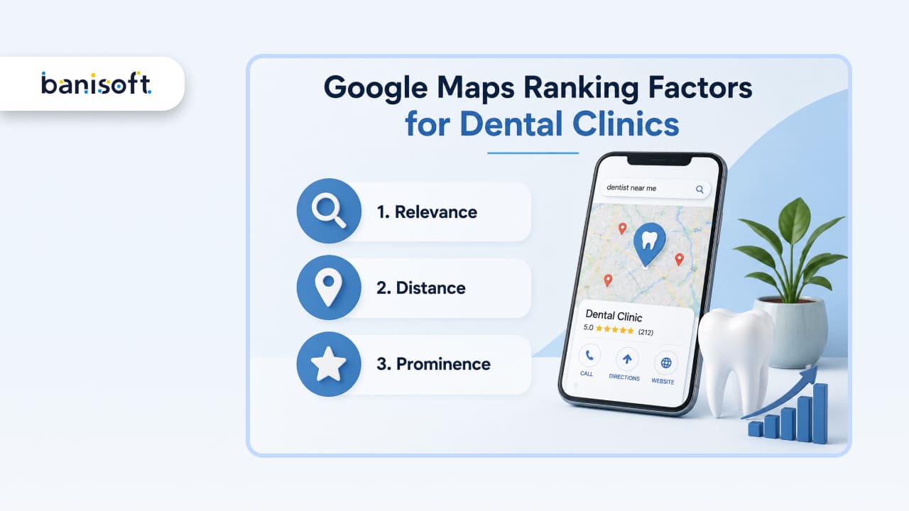 Google Maps ranking factors for dental clinics including relevance, distance, and prominence.