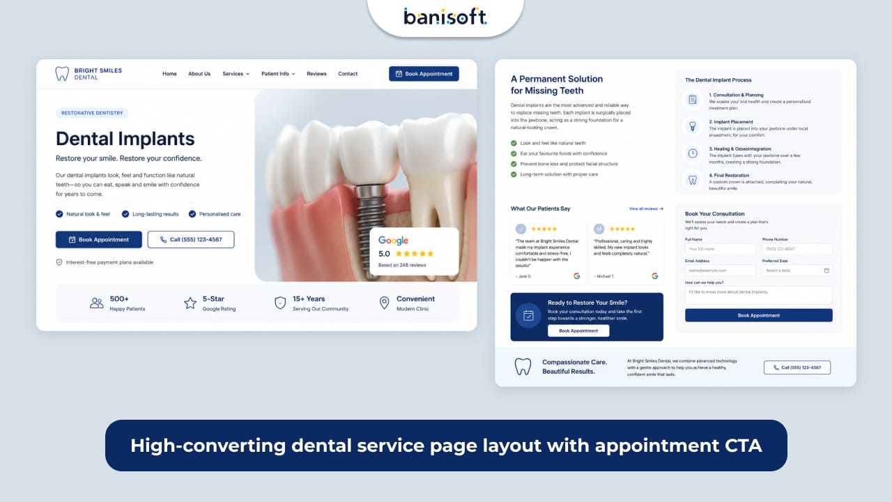 High-converting dental service page layout with appointment CTA